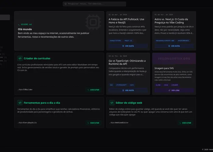 Screenshot do projeto andre_OS: Notas, recomendações e ferramentas