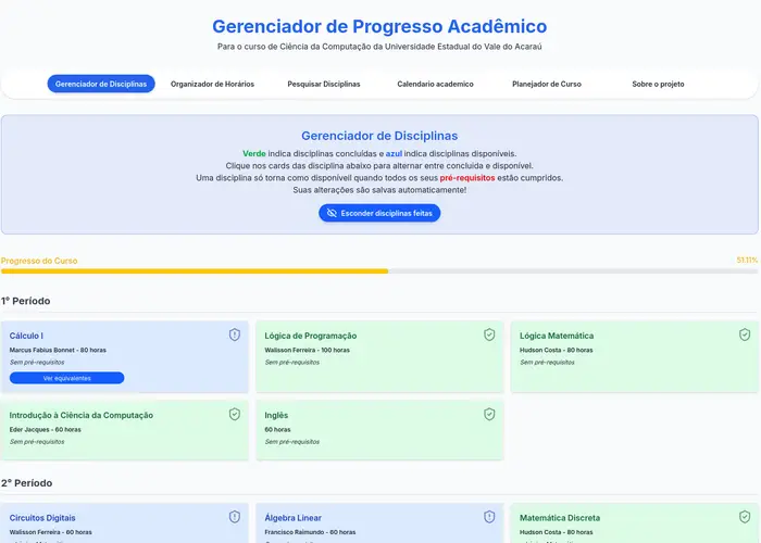 Screenshot do projeto Gerenciador de Grade Curricular Inteligente