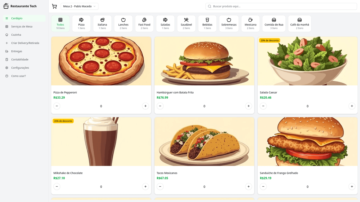 Screenshot do Restaurante Tech